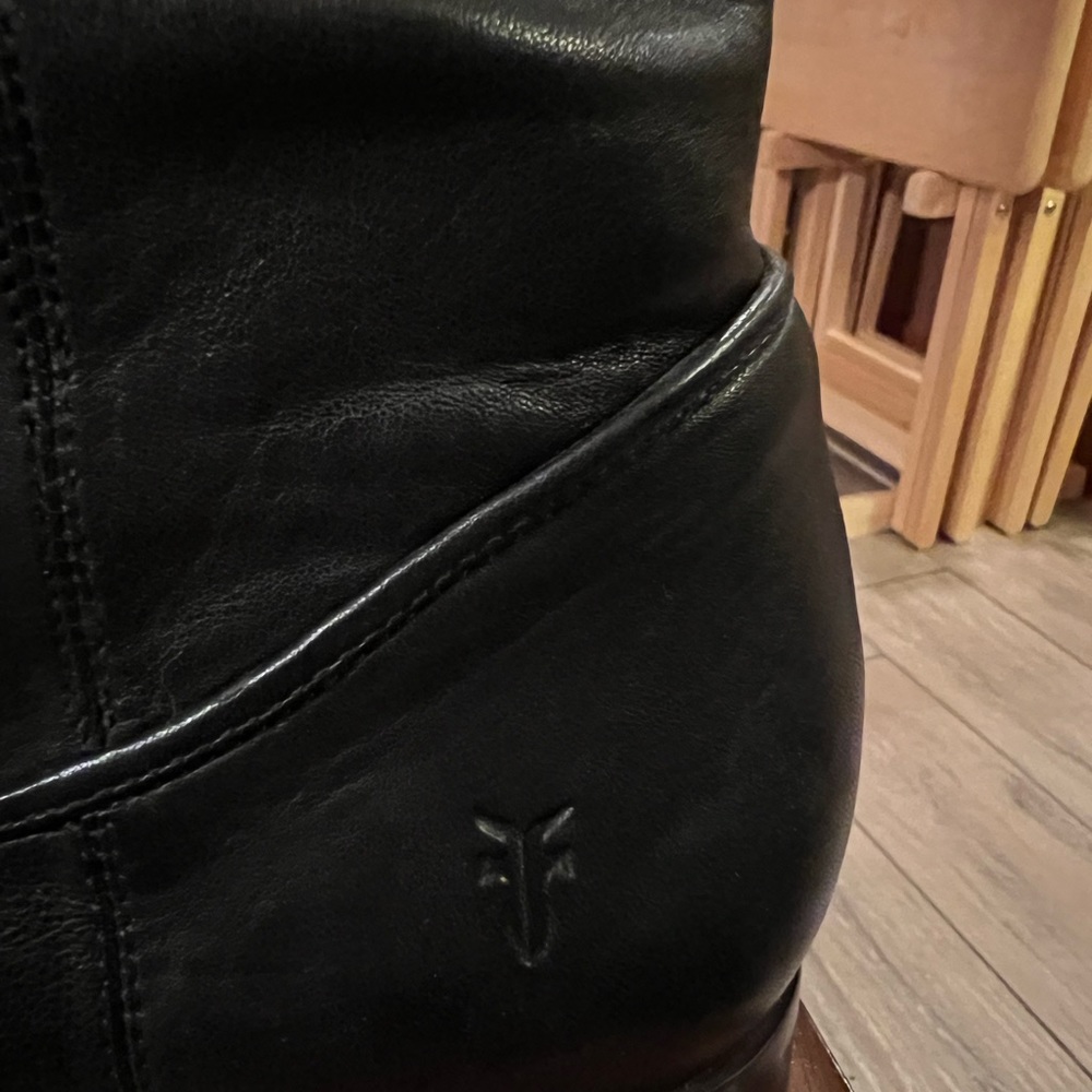 Frye Black Leather Tall Riding Boots - Picture 2 of 10